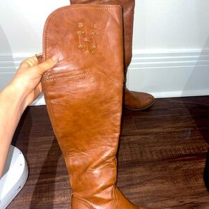 Women's Tommy Hilfiger Knee High Riding Boots Brown Leather Size 5.5